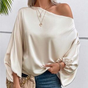 Rebellious Rose Cream Off-Shoulder Blouse